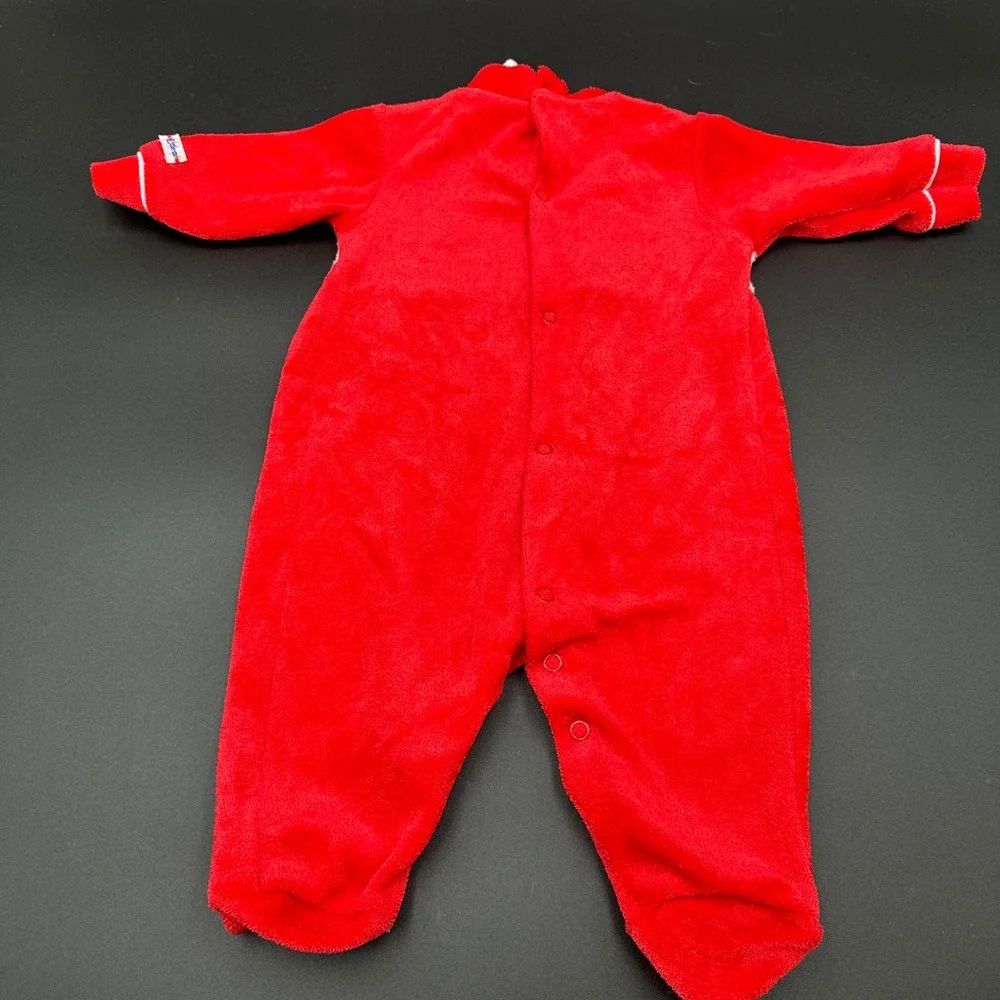 Vintage Little Me Christmas Santa Reindeer Footed Pajamas‎ One Piece Outfit